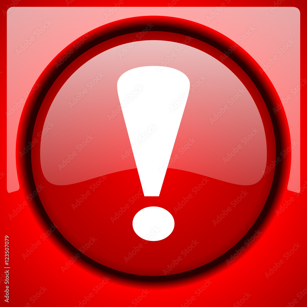 exclamation sign red icon plastic glossy button exclamation sign red icon plastic glossy button