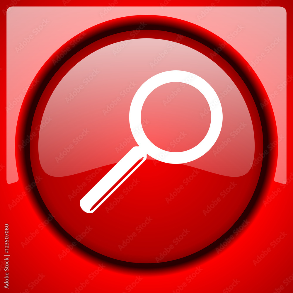 search red icon plastic glossy button search red icon plastic glossy button