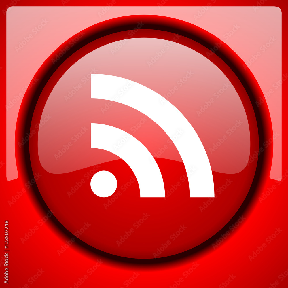 rss red icon plastic glossy button rss red icon plastic glossy button