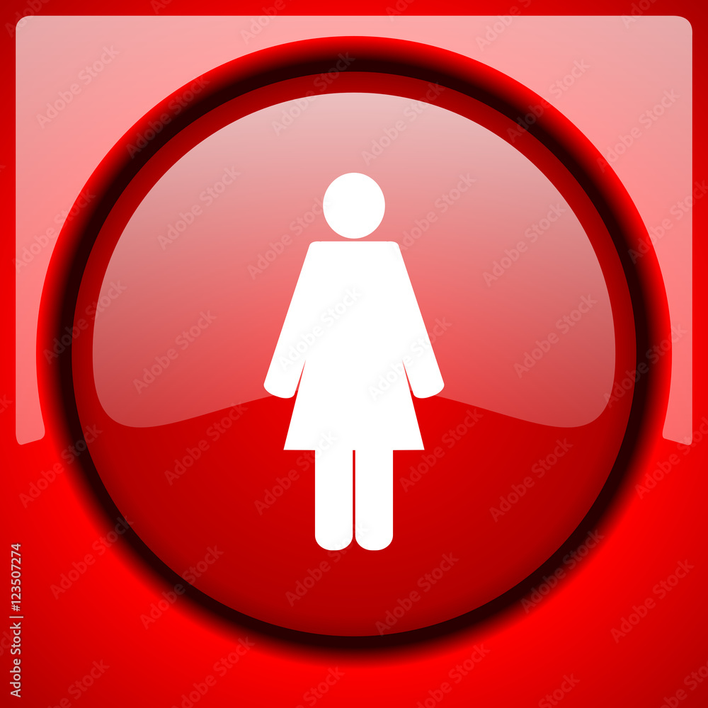 female red icon plastic glossy button female red icon plastic glossy button
