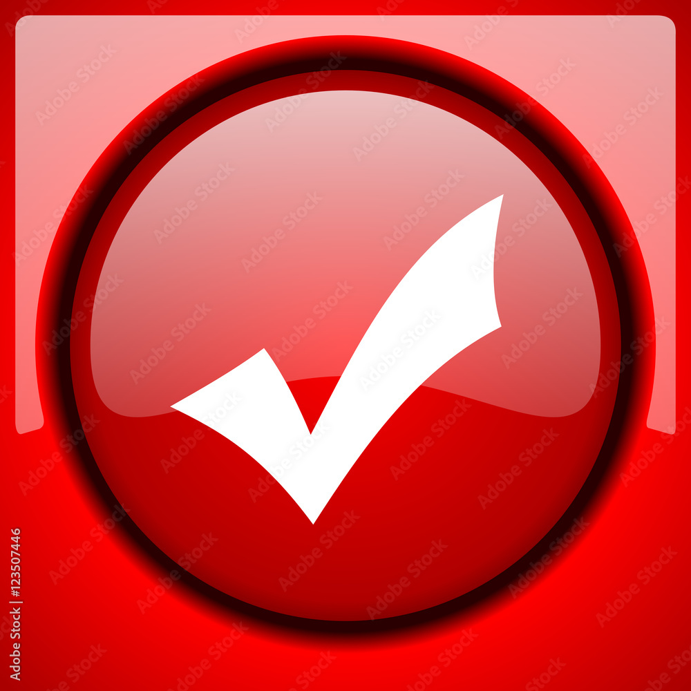 accept red icon plastic glossy button accept red icon plastic glossy button