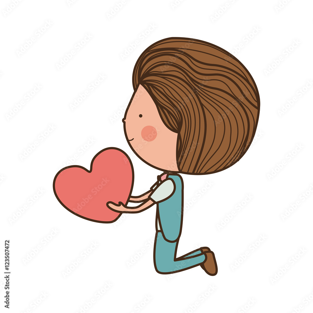 boy kneeling and giving heart vector illustration boy kneeling and giving heart vector illustration