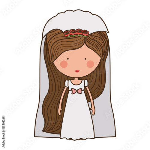 bride with dress and veil vector illustration