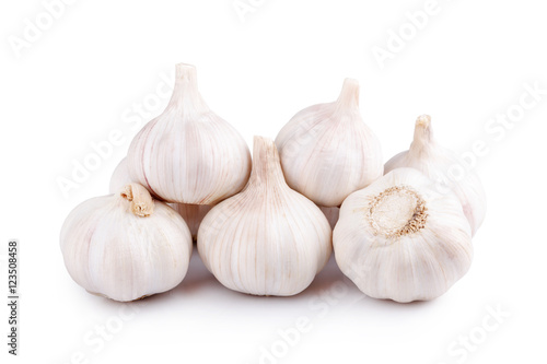 group of fresh garlic isolated on white background