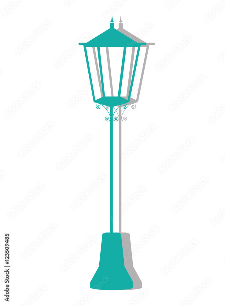 singular Park lighting with lamp and shadow vector illustration singular Park lighting with lamp and shadow vector illustration