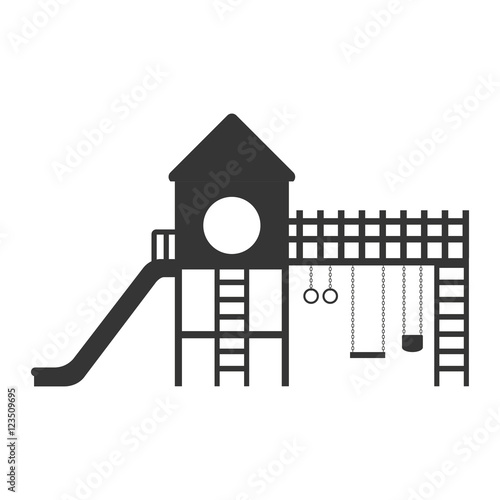 playground with a slide and swings vector illustration