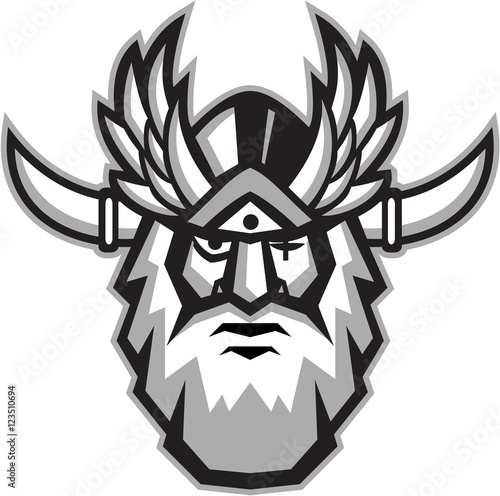 Norse God Odin Head Retro
