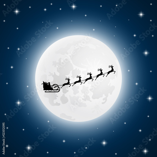 Santa Claus goes to sled reindeer of the moon