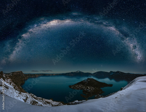 Crater lake with milkyway