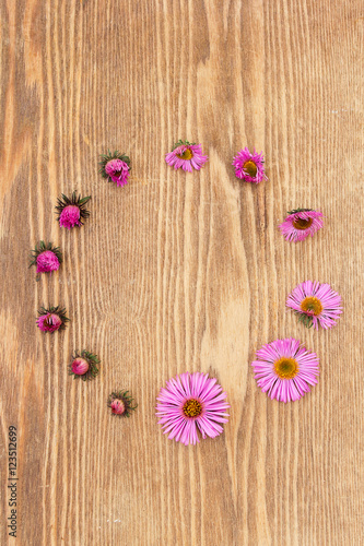 round frame of autumn flowers