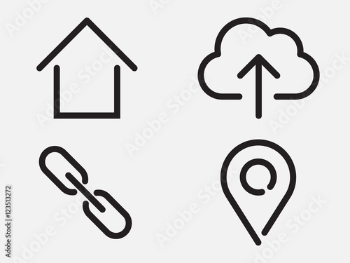 Vector illustration of thin line icons for social media