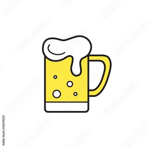 Mug of beer icon thin line for web and mobile.