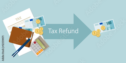 Tax refund money cash after calculation illustration
