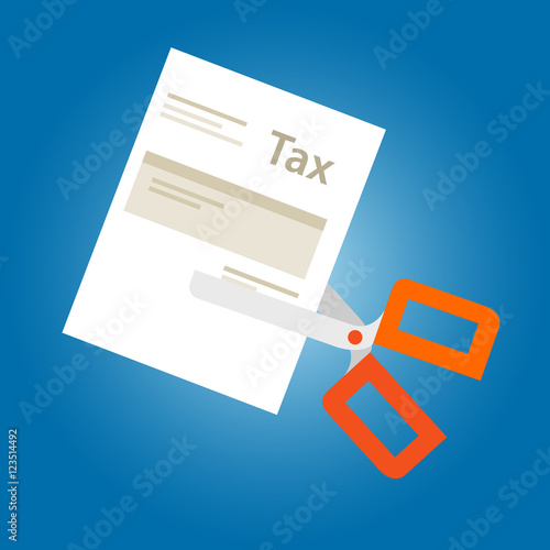 Tax amnesty cut paper scissor illustration, government forgive taxation