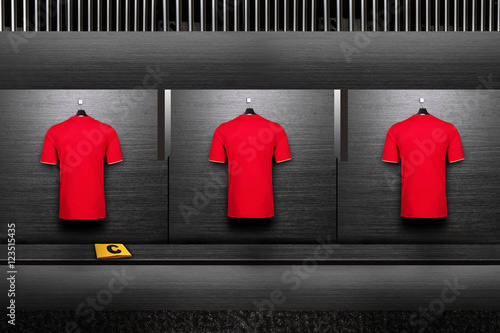 Bild auf Leinwand Football shirt on changing room
