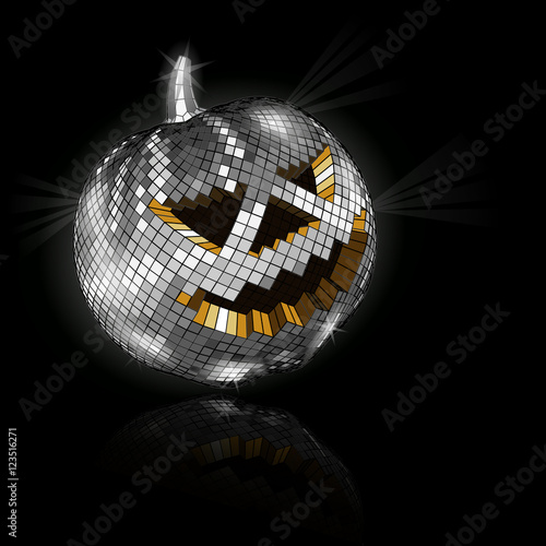 Halloween disco ball on black. Vector illustration