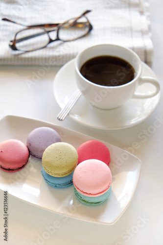 Sweet and colourful french macaroons.Vintage or retro effected p