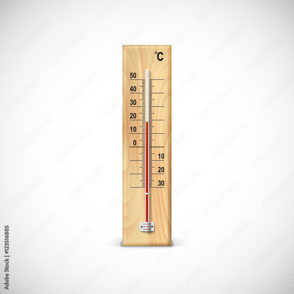 Thermometer on wooden base. Thermometer on wooden base.