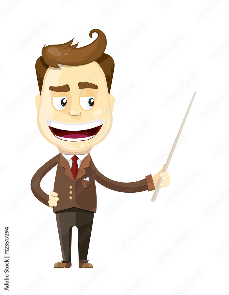 funny cartoon businessman presenting or showing something funny cartoon businessman presenting or showing something