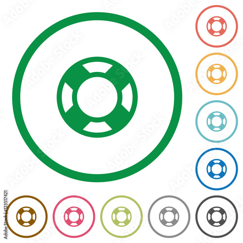 Lifesaver outlined flat icons