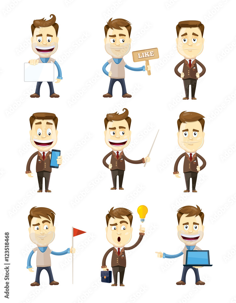 set of businessman in different poses. manager. set of businessman in different poses. manager.