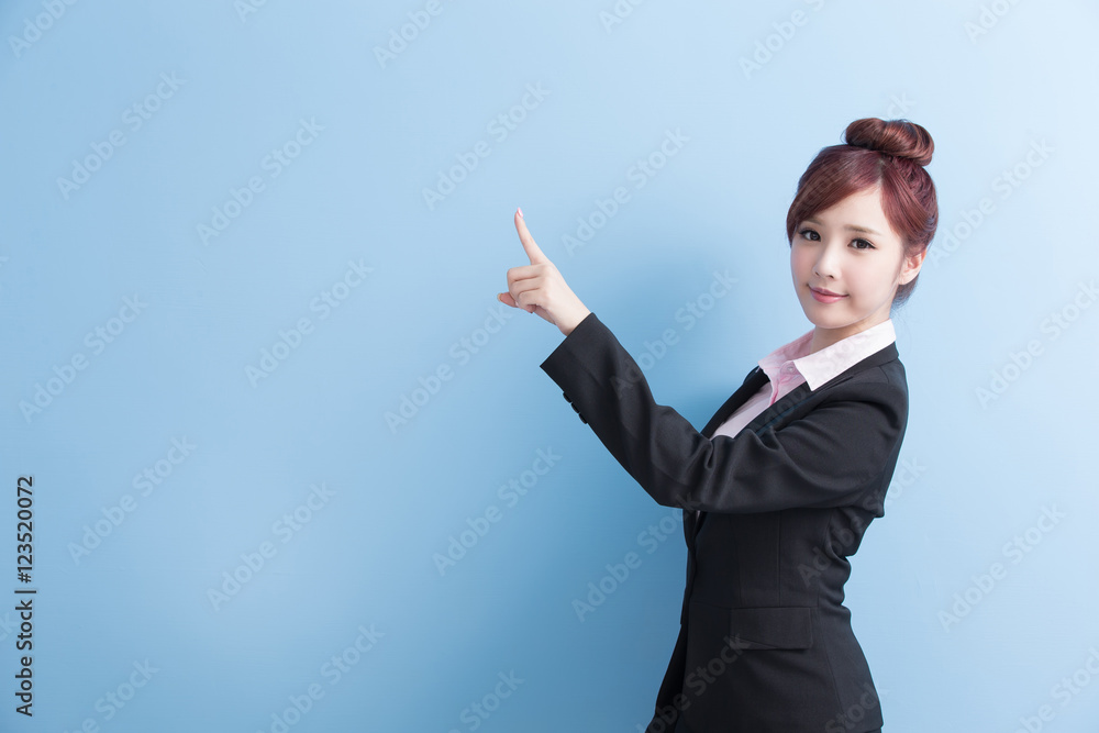 business woman show something business woman show something