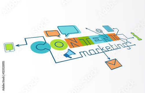CONTENT MARKETING Vector Line Concept Icons