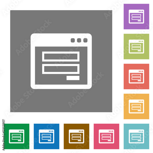 Login window square flat icons