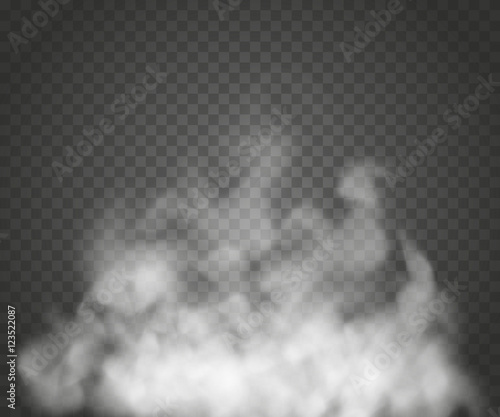 Fog or smoke isolated transparent special effect. White vector cloudiness, mist or smog background. Vector illustration