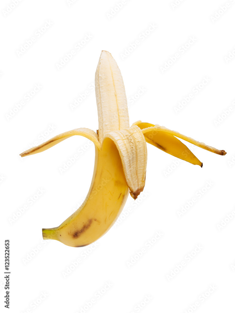 Peeled banana isolated on white Peeled banana isolated on white