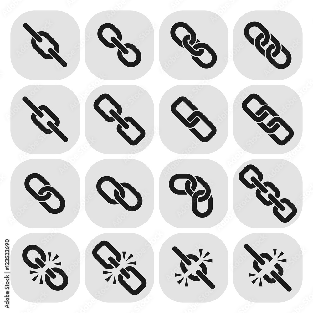 Web link, hyperlink, chain vector icons Web link, hyperlink, chain vector icons