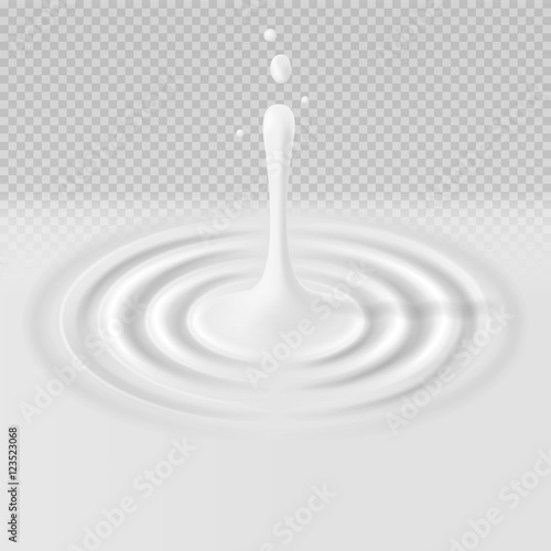 White falling drop with ripple surface vector illustration