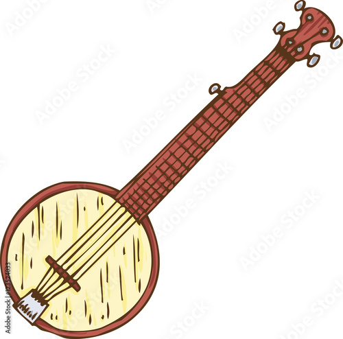 Isolated Wooden Banjo