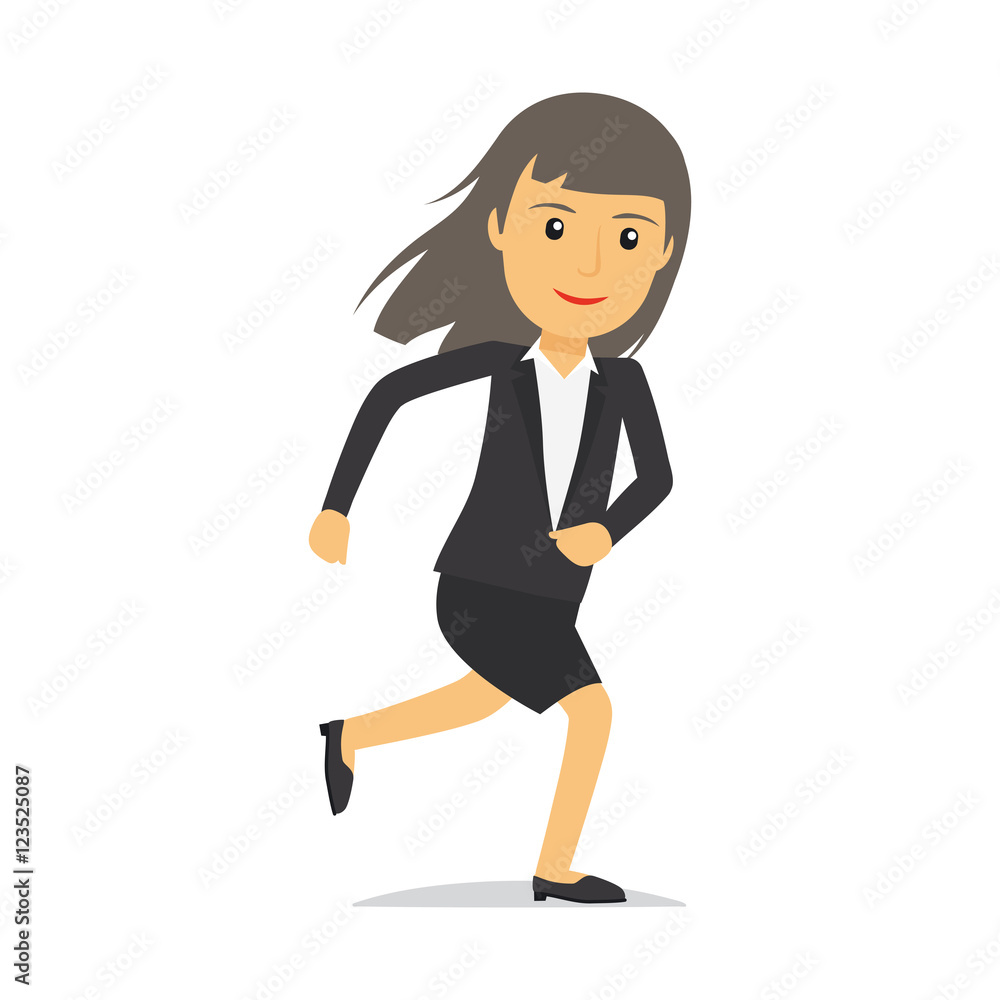 Running businesswoman isolated cartoon character on white background. Vector illustration Running businesswoman isolated cartoon character on white background. Vector illustration