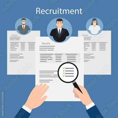 Hiring and recruiting, resume files vector illustration