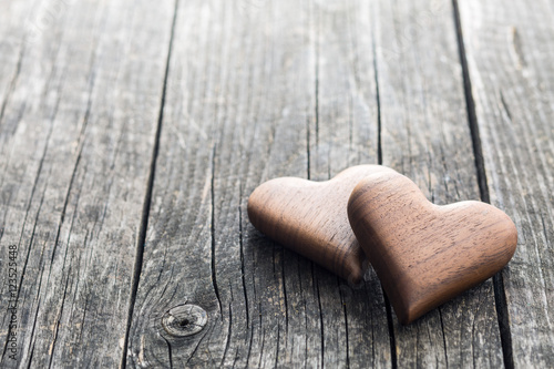 Handmade wooden hearts.
