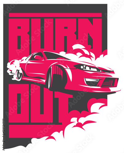 Burnout car, Japanese drift sport, JDM,