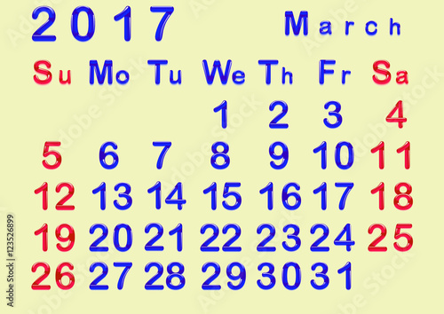 Календарь 2017 года со стеклянными числами