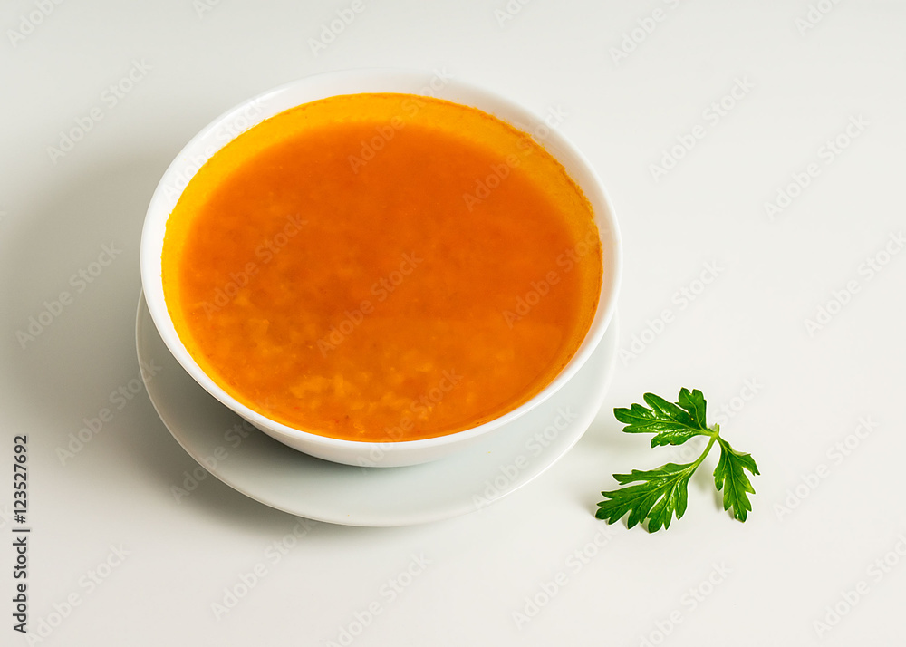 delicious lentil soup with parsley isolated delicious lentil soup with parsley isolated