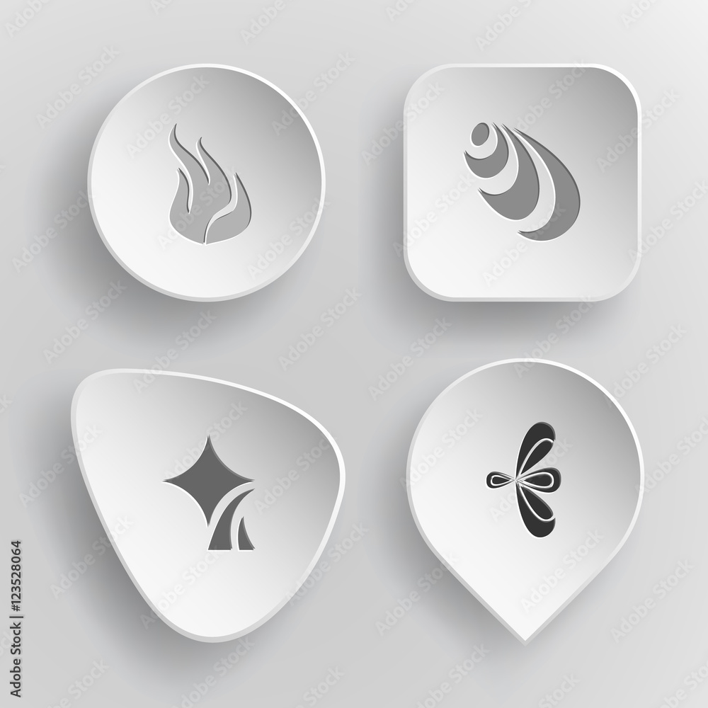 4 images: unique abstract forms. Abstract form set. White concav 4 images: unique abstract forms. Abstract form set. White concav
