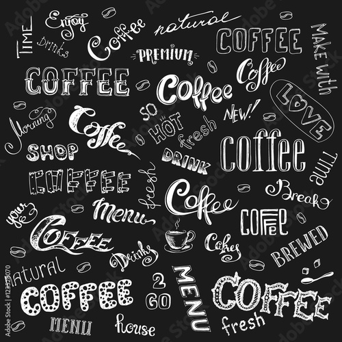 Hand drawn lettering on black background