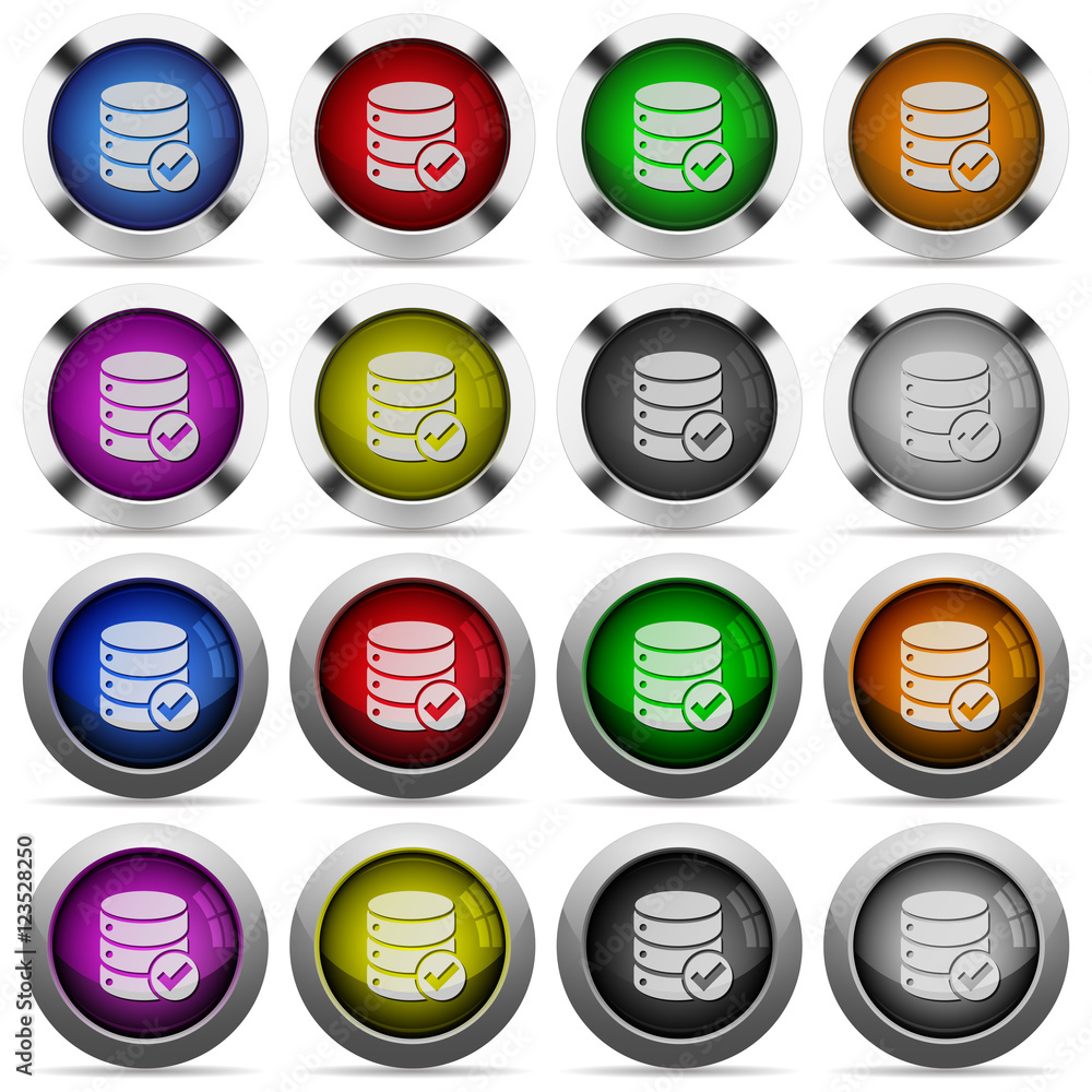 Database ok glossy button set Database ok glossy button set