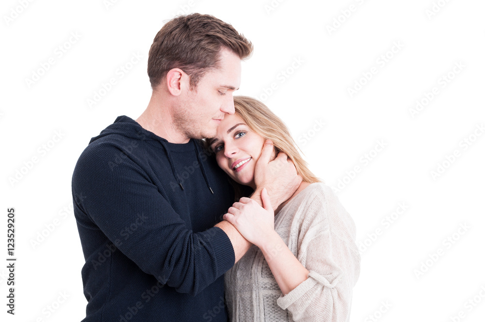 Attractive couple being supportive and affective Attractive couple being supportive and affective