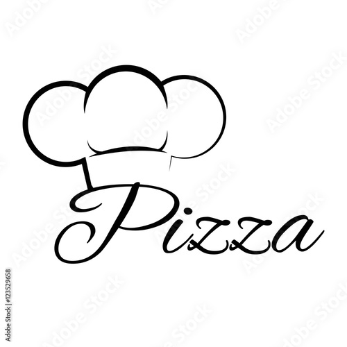 Pizza Chef Hat. Lettering Text Pizza. Design Element. Vect