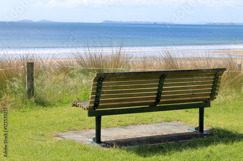 bench in a park at the beach