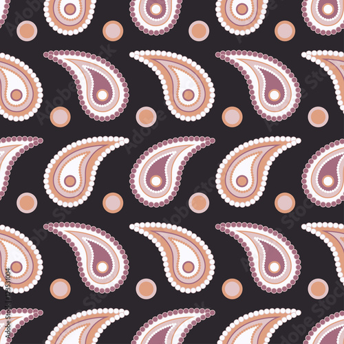 Ethnic boho seamless pattern with Paisley. Repeating background. Cloth design  wallpaper.