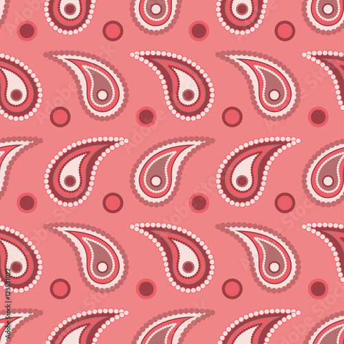 Ethnic boho seamless pattern with Paisley. Repeating background. Cloth design, wallpaper.