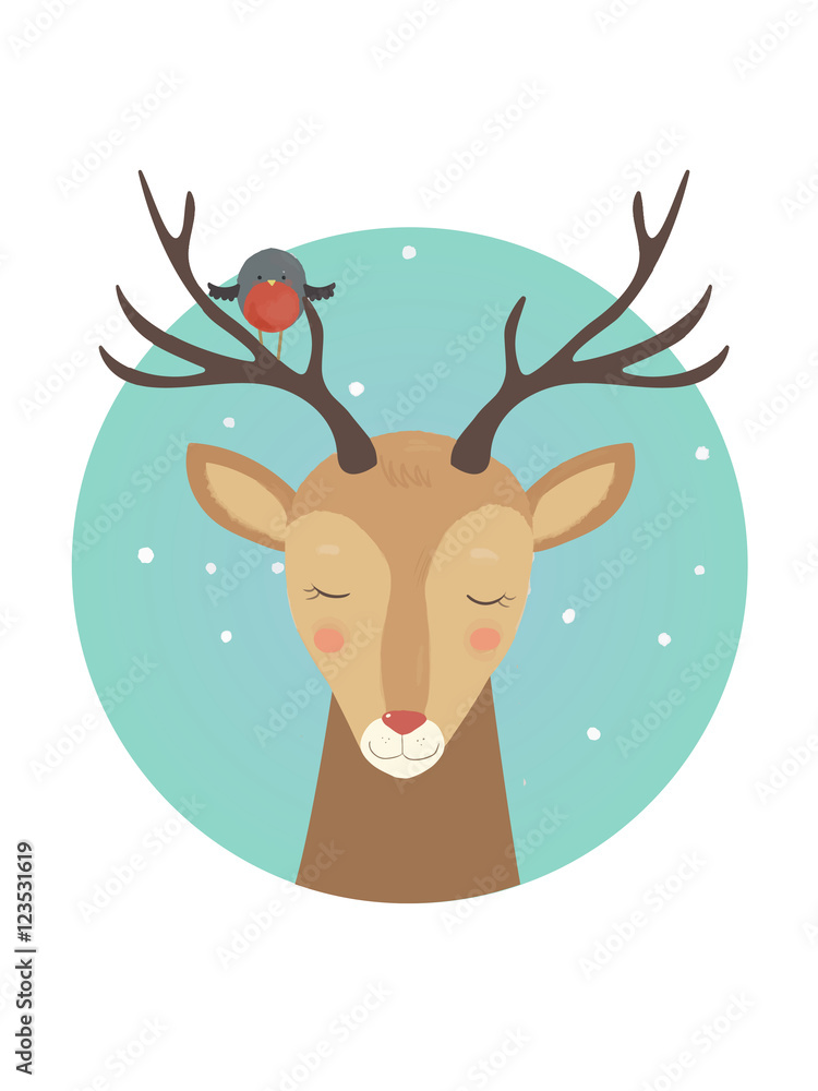 Vector deer drawing on the grey background Vector deer drawing on the grey background