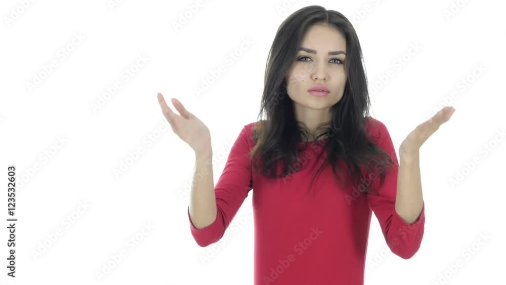 Loss , Woman Reacting To Failure, Problem, White Background Loss , Woman Reacting To Failure, Problem, White Background