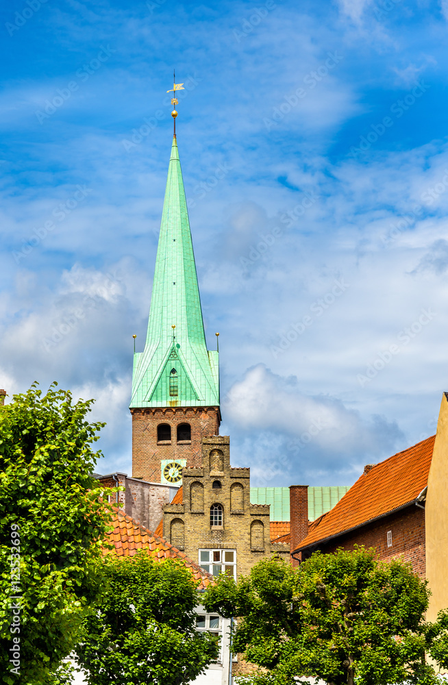 Saint Olaf cathedral in the old town of Helsingor - Denmark